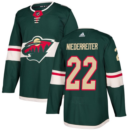 Adidas Wild #22 Nino Niederreiter Green Home Authentic Stitched NHL Jersey