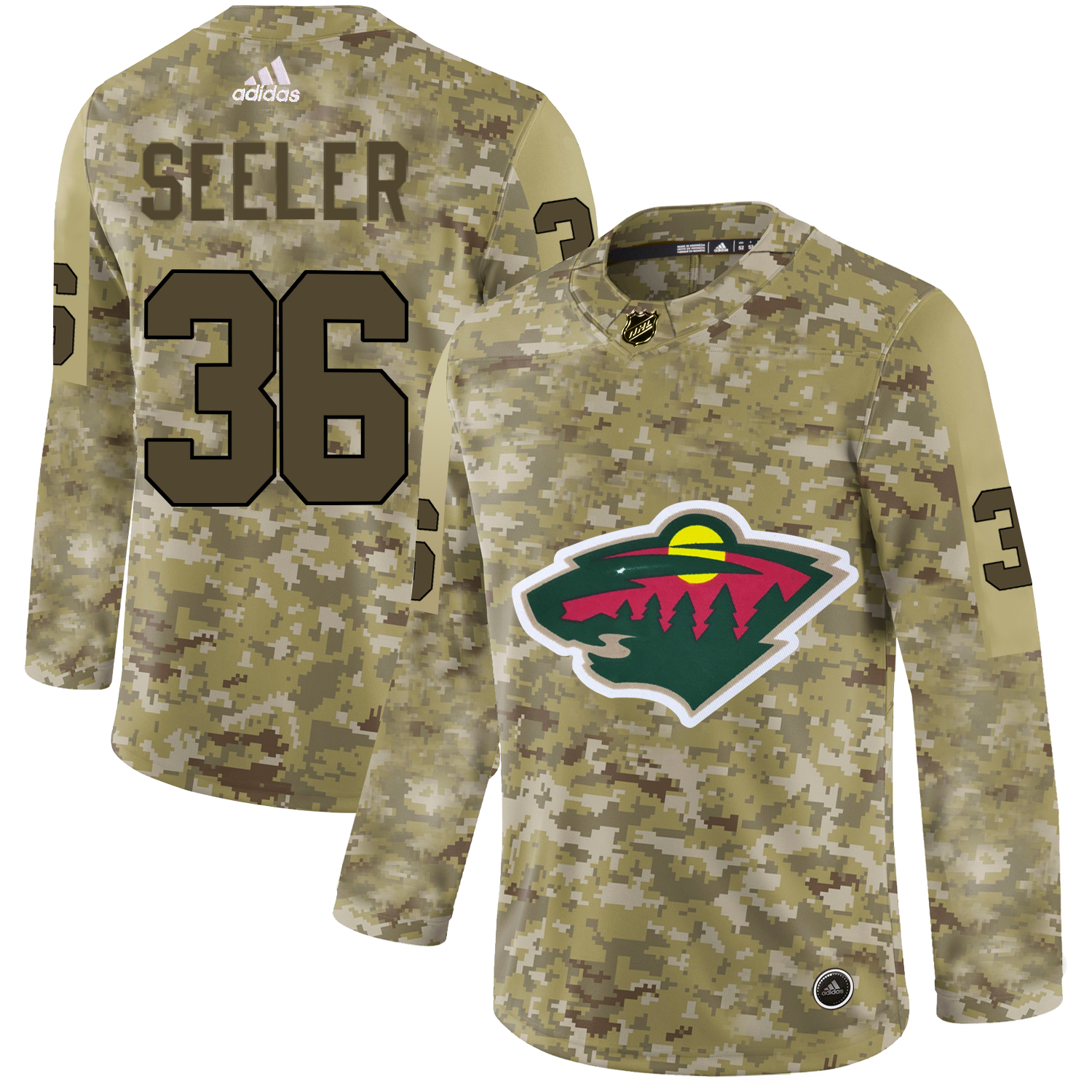 Adidas Wild #36 Nick Seeler Camo Authentic Stitched NHL Jersey