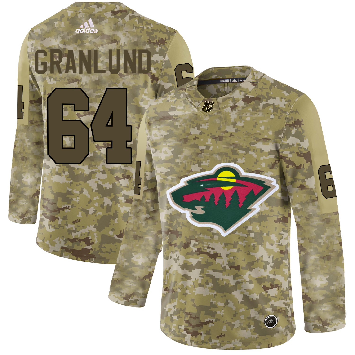 Adidas Wild #64 Mikael Granlund Camo Authentic Stitched NHL Jersey
