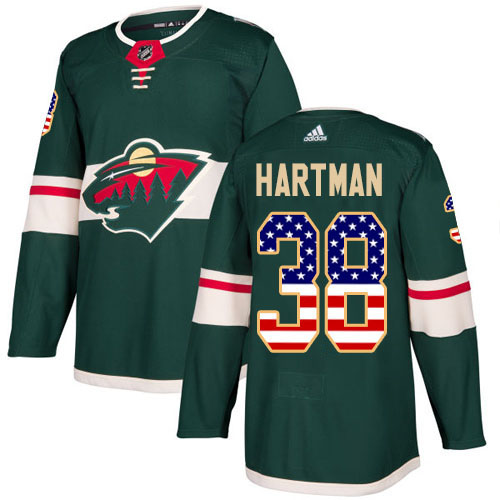 Adidas Wild #38 Ryan Hartman Green Home Authentic USA Flag Stitched NHL Jersey
