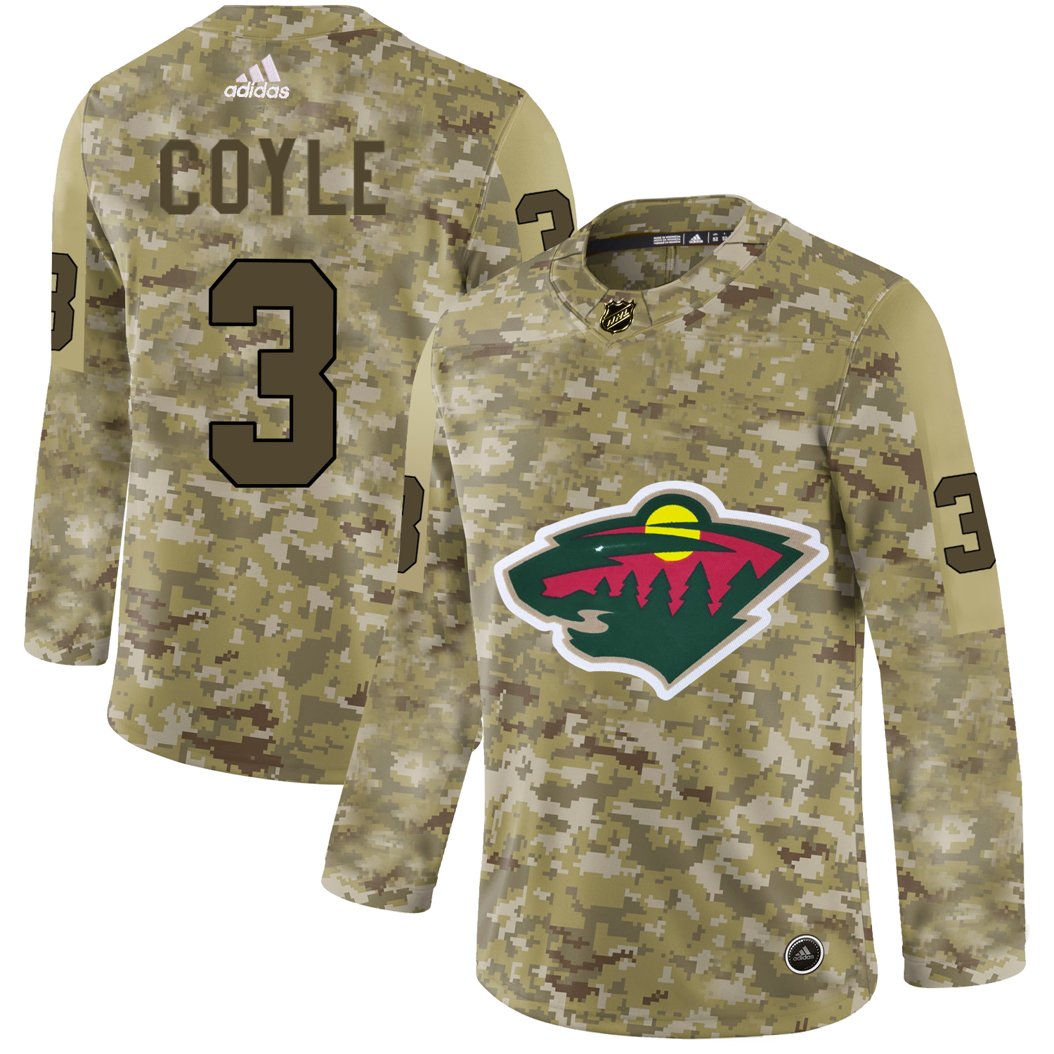 Adidas Wild #3 Charlie Coyle Camo Authentic Stitched NHL Jersey