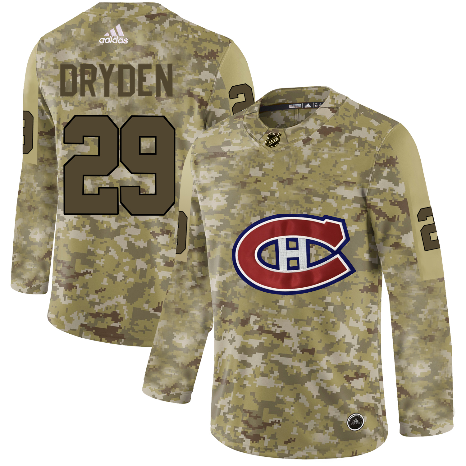 Adidas Canadiens #29 Ken Dryden Camo Authentic Stitched NHL Jersey