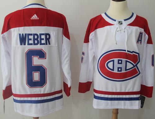 Adidas Canadiens #6 Shea Weber White Road Authentic Stitched NHL Jersey