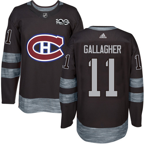 Adidas Canadiens #11 Brendan Gallagher Black 1917-2017 100th Anniversary Stitched NHL Jersey