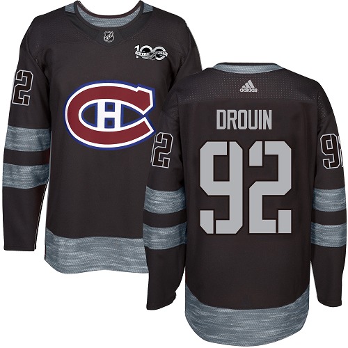 Adidas Canadiens #92 Jonathan Drouin Black 1917-2017 100th Anniversary Stitched NHL Jersey