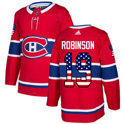 Adidas Canadiens #19 Larry Robinson Red Home Authentic USA Flag Stitched NHL Jersey