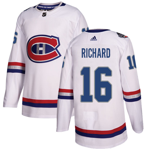 Adidas Canadiens #16 Henri Richard White Authentic 2017 100 Classic Stitched NHL Jersey