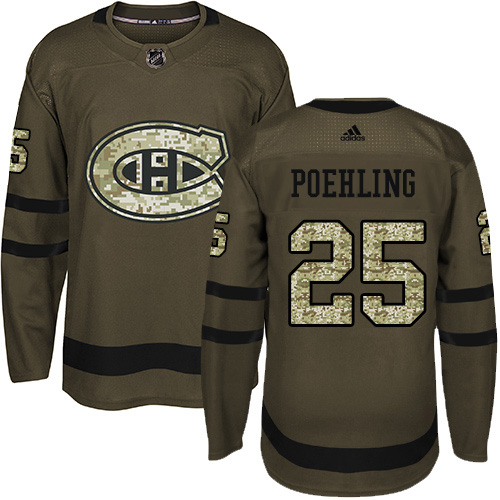 Adidas Canadiens #25 Ryan Poehling Green Salute to Service Stitched NHL Jersey