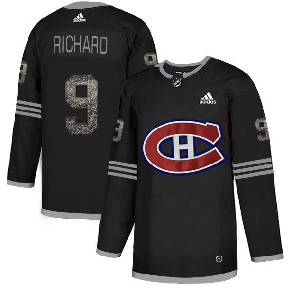 Adidas Canadiens #9 Maurice Richard Black Authentic Classic Stitched NHL Jersey