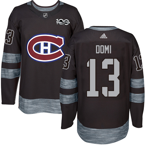 Adidas Canadiens #13 Max Domi Black 1917-2017 100th Anniversary Stitched NHL Jersey