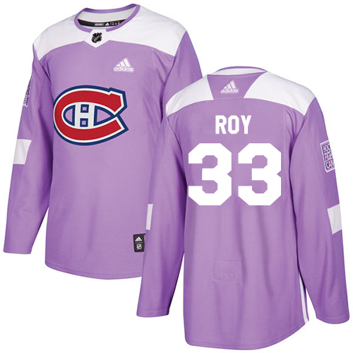 Adidas Canadiens #33 Patrick Roy Purple Authentic Fights Cancer Stitched NHL Jersey