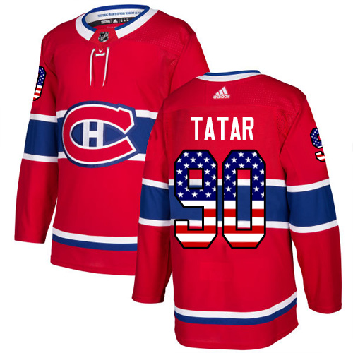 Adidas Canadiens #90 Tomas Tatar Red Home Authentic USA Flag Stitched NHL Jersey