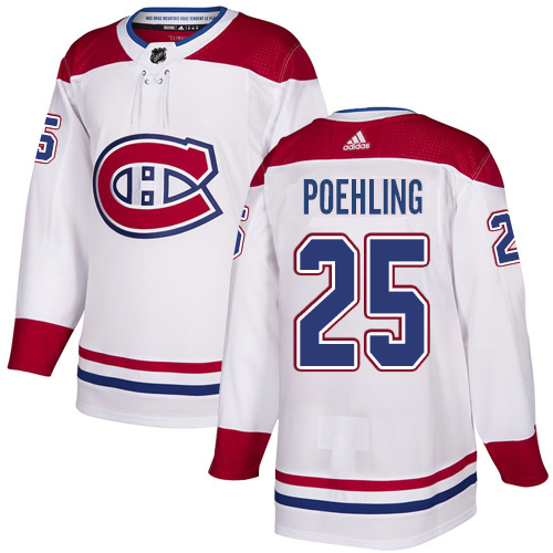 Adidas Canadiens #25 Ryan Poehling White Road Authentic Stitched NHL Jersey