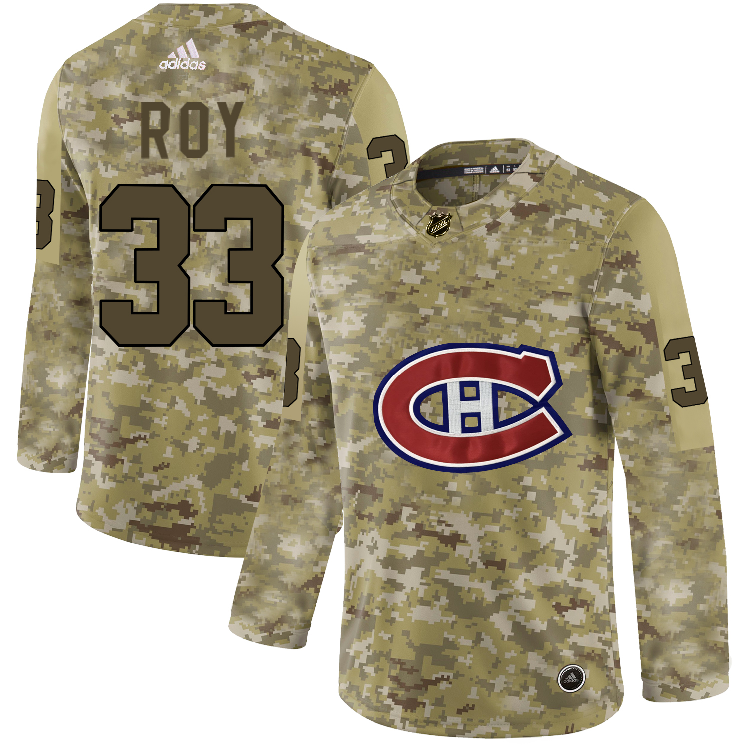 Adidas Canadiens #33 Patrick Roy Camo Authentic Stitched NHL Jersey