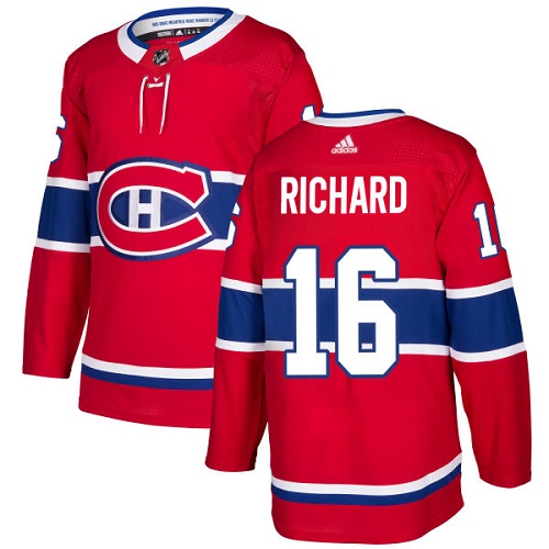 Adidas Canadiens #16 Henri Richard Red Home Authentic Stitched NHL Jersey