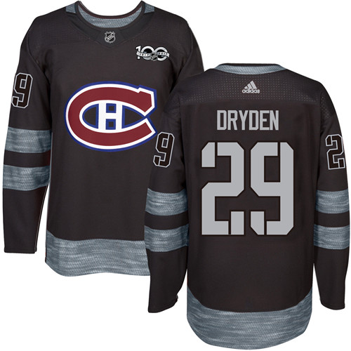 Adidas Canadiens #29 Ken Dryden Black 1917-2017 100th Anniversary Stitched NHL Jersey