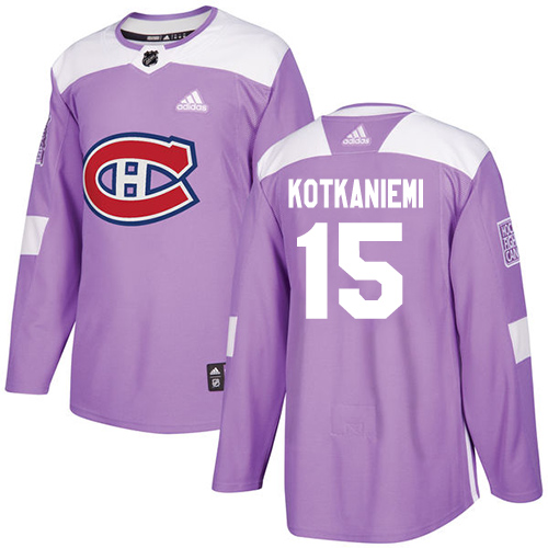 Adidas Canadiens #15 Jesperi Kotkaniemi Purple Authentic Fights Cancer Stitched NHL Jersey