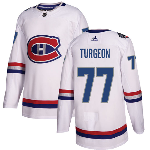 Adidas Canadiens #77 Pierre Turgeon White Authentic 2017 100 Classic Stitched NHL Jersey