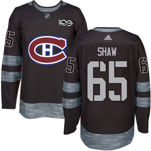 Adidas Canadiens #65 Andrew Shaw Black 1917-2017 100th Anniversary Stitched NHL Jersey