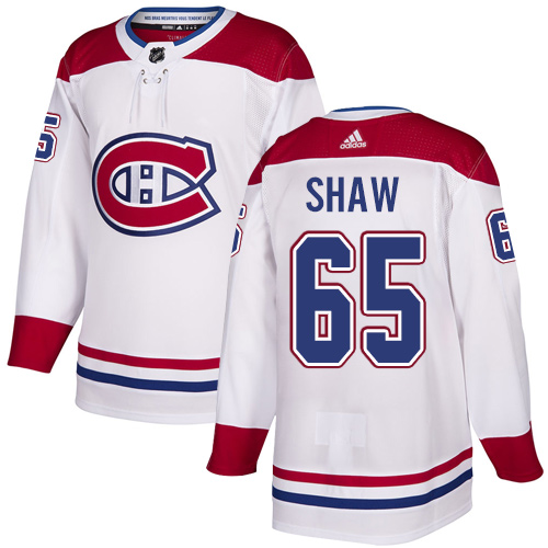 Adidas Canadiens #65 Andrew Shaw White Road Authentic Stitched NHL Jersey