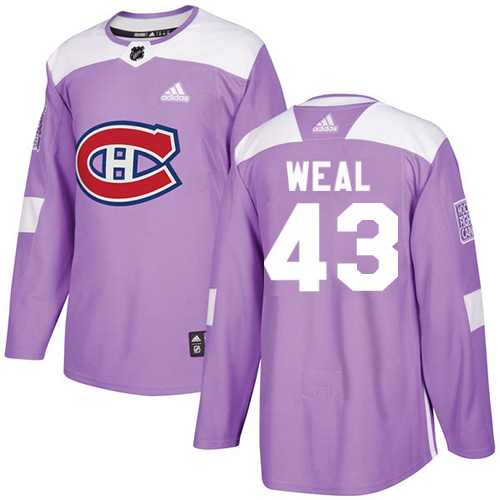 Adidas Canadiens #43 Jordan Weal Purple Authentic Fights Cancer Stitched NHL Jersey