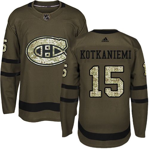 Adidas Canadiens #15 Jesperi Kotkaniemi Green Salute to Service Stitched NHL Jersey