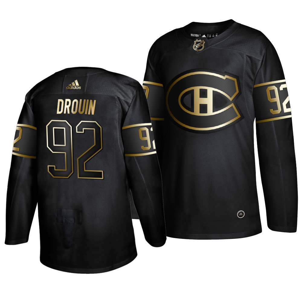 Adidas Canadiens #92 Jonathan Drouin 2019 Black Golden Edition Authentic Stitched NHL Jersey