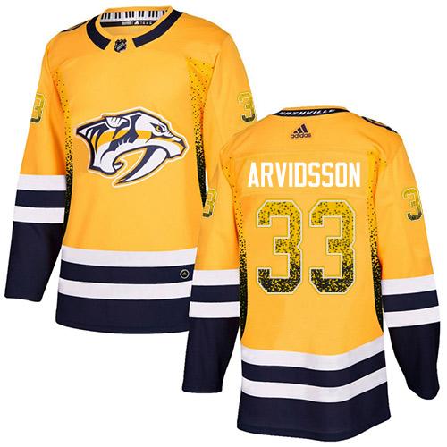 Adidas Predators #33 Viktor Arvidsson Yellow Home Authentic Drift Fashion Stitched NHL Jersey