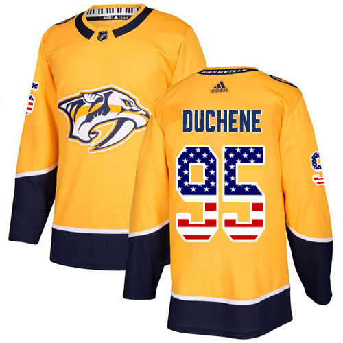 Adidas Predators #95 Matt Duchene Yellow Home Authentic USA Flag Stitched NHL Jersey
