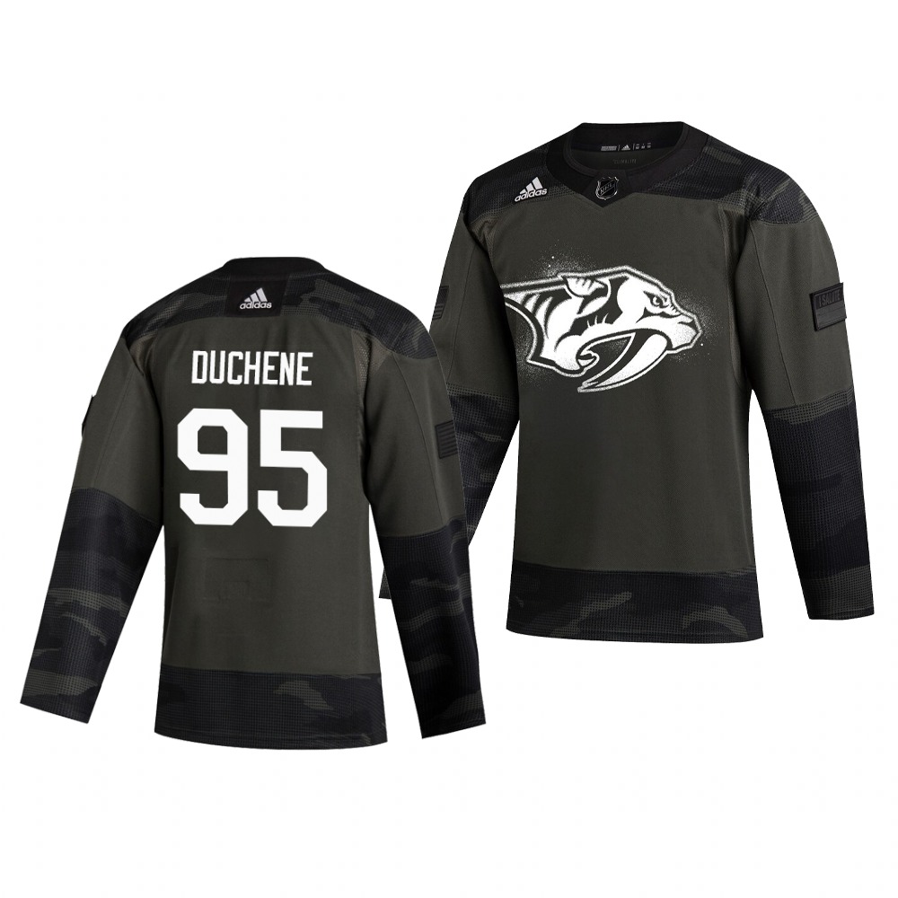 Nashville Predators #95 Matt Duchene Adidas 2019 Veterans Day Men's Authentic Practice NHL Jersey Camo