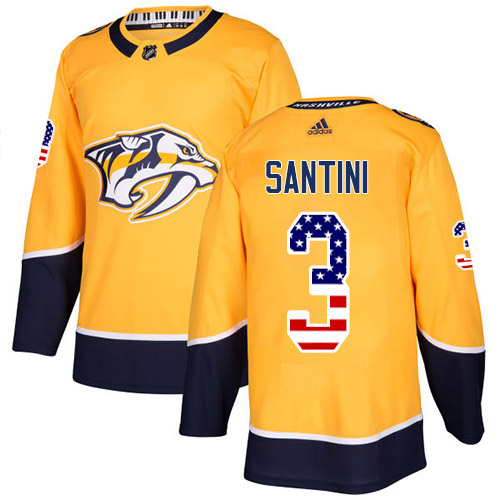 Adidas Predators #3 Steven Santini Yellow Home Authentic USA Flag Stitched NHL Jersey