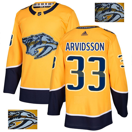 Adidas Predators #33 Viktor Arvidsson Yellow Home Authentic Fashion Gold Stitched NHL Jersey