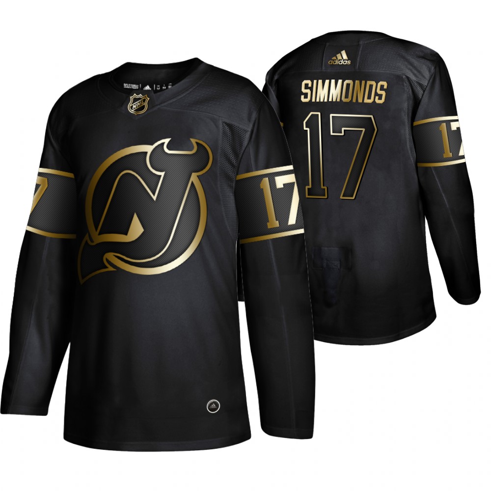 Adidas Devils #17 Wayne Simmonds Men's 2019 Black Golden Edition Authentic Stitched NHL Jersey