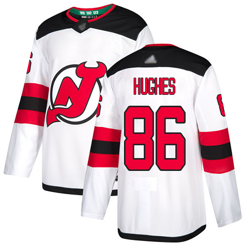 Adidas Devils #86 Jack Hughes White Road Authentic Stitched NHL Jersey