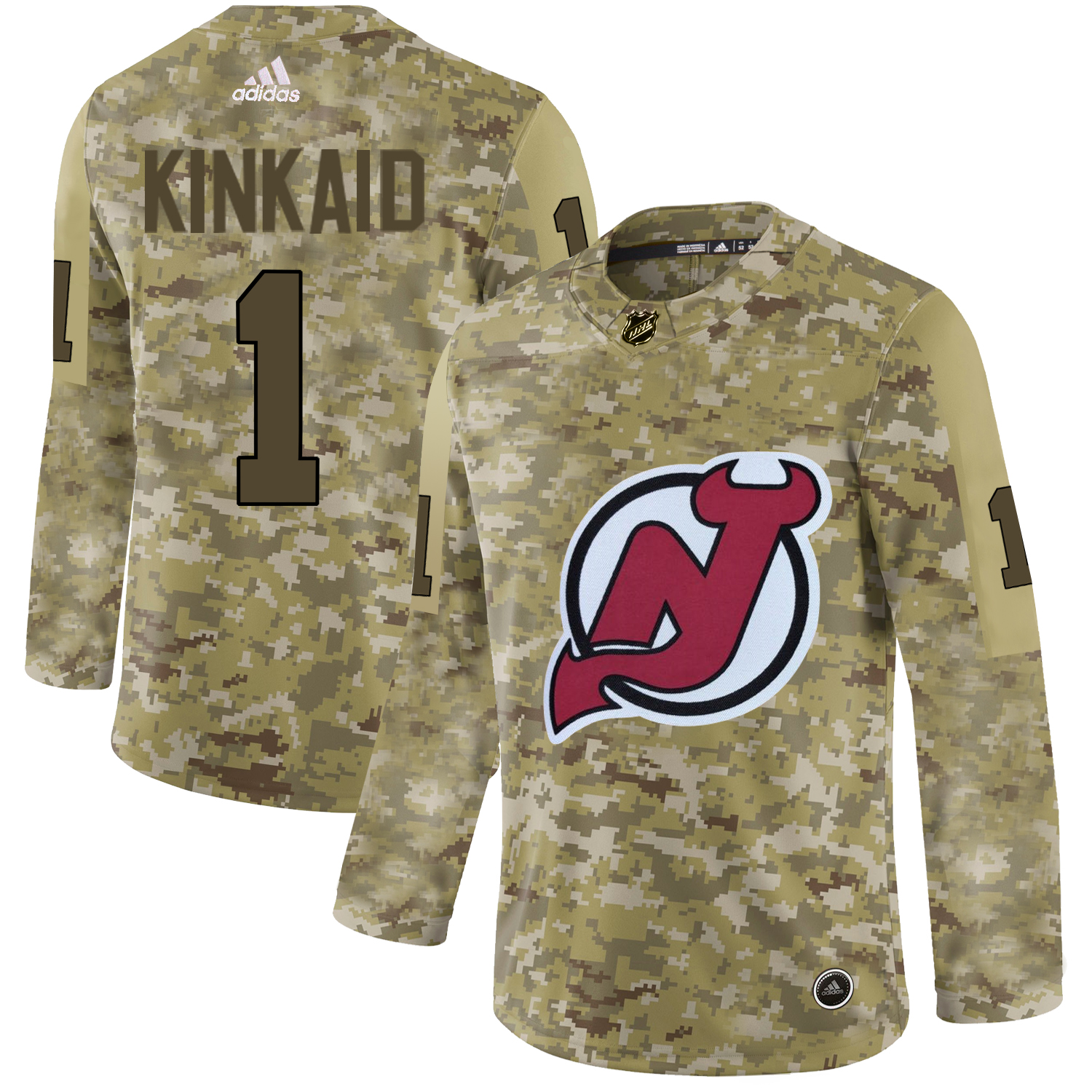 Adidas Devils #1 Keith Kinkaid Camo Authentic Stitched NHL Jersey