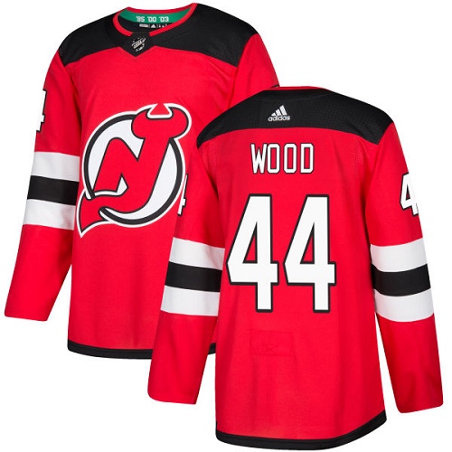 Adidas Devils #44 Miles Wood Red Home Authentic Stitched NHL Jersey