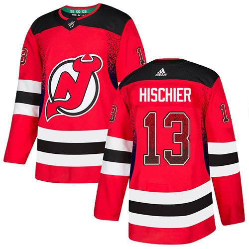Adidas Devils #13 Nico Hischier Red Home Authentic Drift Fashion Stitched NHL Jersey
