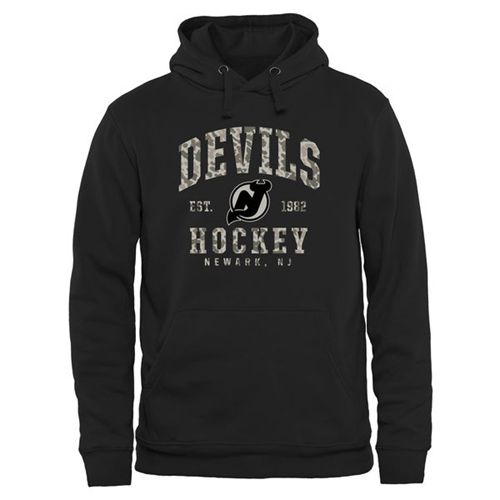 Men's New Jersey Devils Black Camo Stack Pullover Hoodie