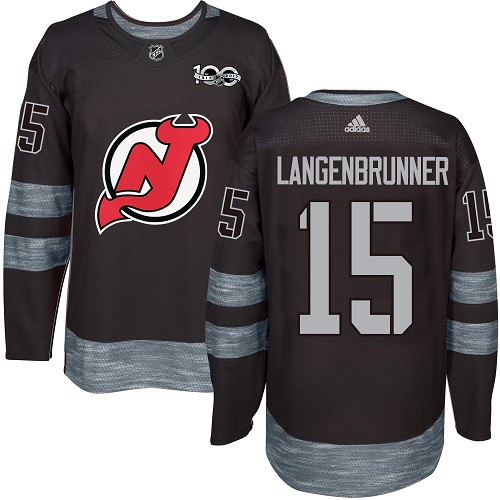 Adidas Devils #15 Jamie Langenbrunner Black 1917-2017 100th Anniversary Stitched NHL Jersey