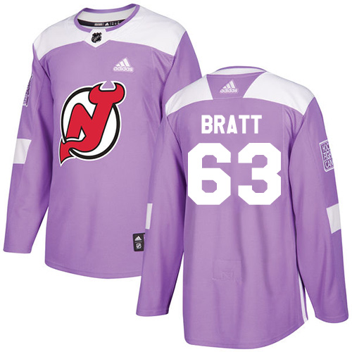 Adidas Devils #63 Jesper Bratt Purple Authentic Fights Cancer Stitched NHL Jersey