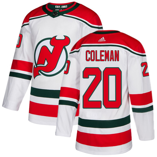 Adidas Devils #20 Blake Coleman White Alternate Authentic Stitched NHL Jersey