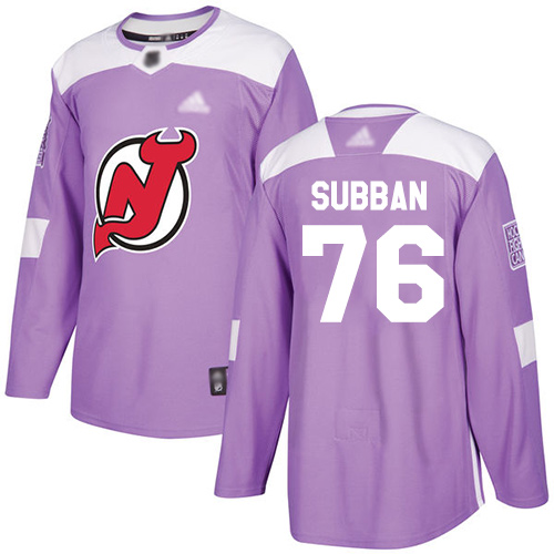 Adidas Devils #76 P.K. Subban Purple Authentic Fights Cancer Stitched NHL Jersey