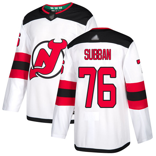 Adidas Devils #76 P.K. Subban White Road Authentic Stitched NHL Jersey