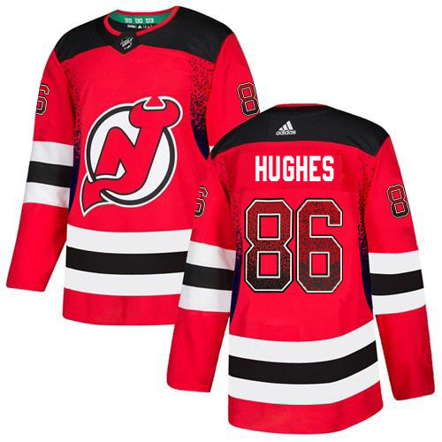 Adidas Devils #86 Jack Hughes Red Home Authentic Drift Fashion Stitched NHL Jersey