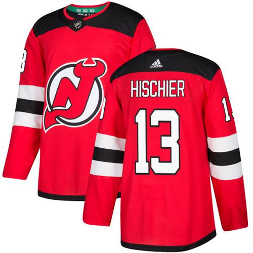 Adidas Devils #13 Nico Hischier Red Home Authentic Stitched NHL Jersey