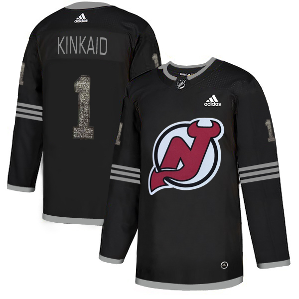 Adidas Devils #1 Keith Kinkaid Black Authentic Classic Stitched NHL Jersey