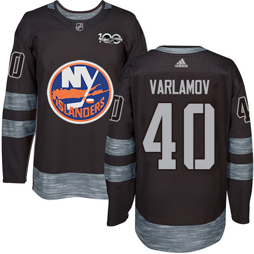 Adidas Islanders #40 Semyon Varlamov Black 1917-2017 100th Anniversary Stitched NHL Jersey