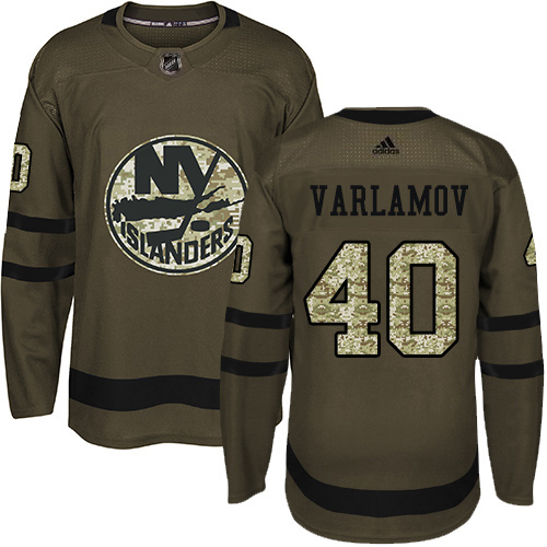 Adidas Islanders #40 Semyon Varlamov Green Salute to Service Stitched NHL Jersey