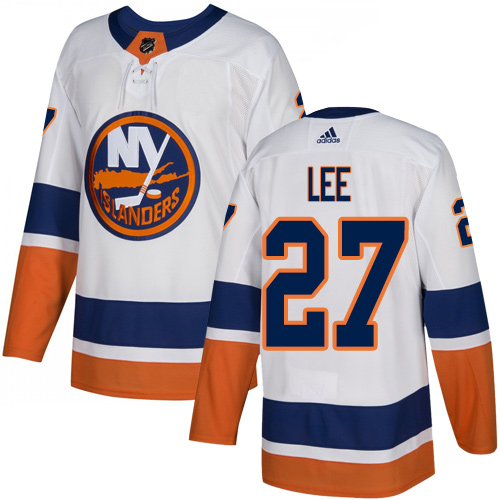 Adidas Islanders #27 Anders Lee White Road Authentic Stitched NHL Jersey