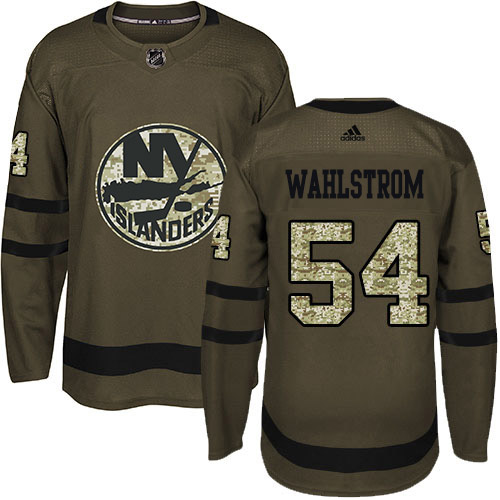 Adidas Islanders #54 Oliver Wahlstrom Green Salute to Service Stitched NHL Jersey